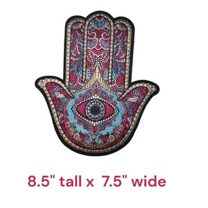 Large Colorful Hamsa Hand Iron On  Patch 9"